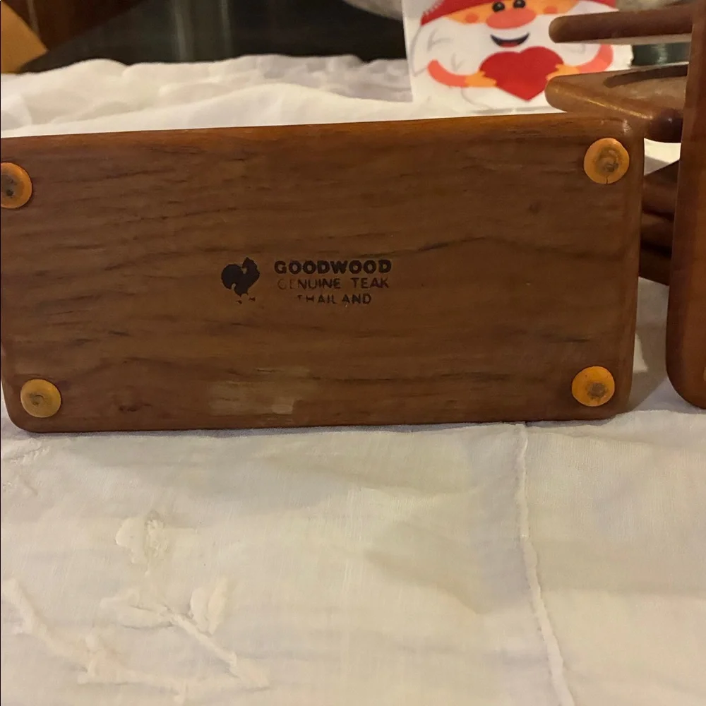 Goodwood Coasters Teakwood Set/6 W/ Organizer + Napkin Holder Set 3 Collectibles